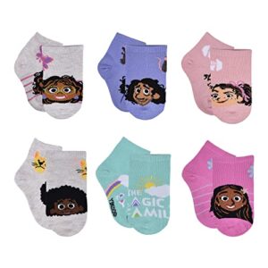 Encanto Girl's 6-Pack Magic of Family Quarter Socks, Ivory Heather, 2T-4T