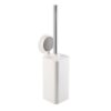 Cetomo Wall Mounted Toilet Brush Set with Iron Handle and Detachable Plastic Holder for Bathroom, Hidden Modern Drip-Proof Odor-Resistant No Drill Adhesive Easy Clean, White