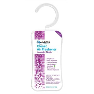 airBOSS Closet Air Freshener, Continuously Releases Fragrance, Lavender Fields, 4 Oz Hanger