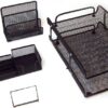 Majestic Goods Office Supply Mesh Desk Set, Black 5 Piece (XQ767B)