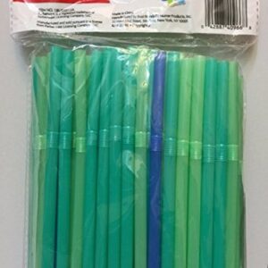 Flexible Blue & Green Straws, 100 count