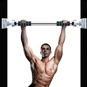 StrongFitt Pull Up Bar, Chin Up Bar for Doorway No Screws, Upper Body Workout Bar with Safety Locking Catch, Heavy Duty Home Fitness Door Exercise Bar, Adjustable 28.5''-36'' Width