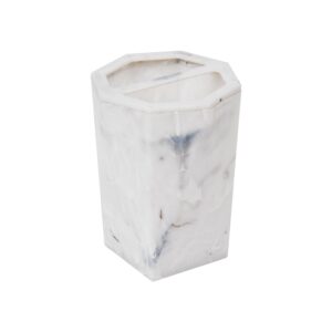 Maison Toothbrush Holder for Bathroom, Countertop, Bathroom Accessory, Marble Design, Plastic, White