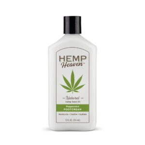 Hemp Heaven Peppermint Foot Cream Infused with Hemp Seed Oil - Hydrating Care for Dry Cracked Feet - 12 oz