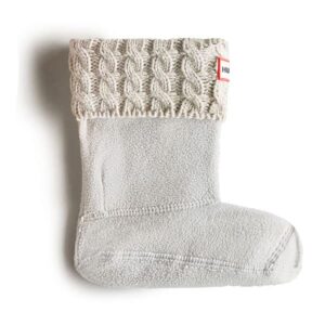 HUNTER Kids 6stitch Cable Knitted Cuff Boot Socks, Greige,8-10 - US