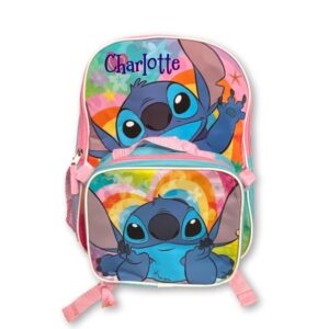 Fast Forward Kid's Licensed 16" School Backpack (Personalized Stitch Rainbow Heart)