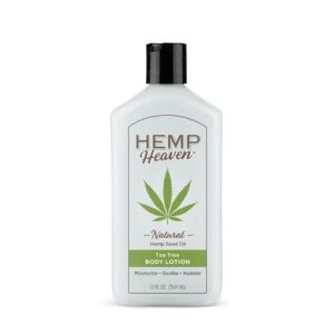 Hemp Heaven Moisturizing Body Lotion, Tea Tree Scent made with Natural Hemp Seed Oil For Men & Women - 12 oz - Made in USA