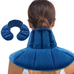 GENIANI Microwavable Heating Pad for Neck and Shoulders with Herbal Aromatherapy - Calming Weighted Cordless Neck Wrap - Heat Pad for Pain Relief - Microwave Heating Pad, Gifts for her (Space Blue)