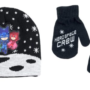 PJ Masks Toddler Boy's Embroidered Winter Hat and Mittens Set, 2-5T, Black