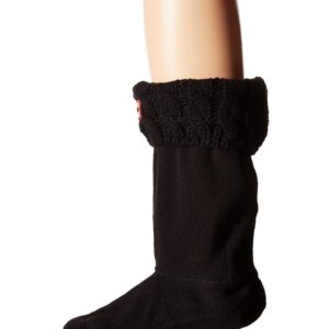 Hunter Girl's Original Kids' Half-Cardigan 6 Stitch Cable Boot Socks (Toddler/Little Kid/Big Kid) Black XL (Shoe 4-6 Big Kid)