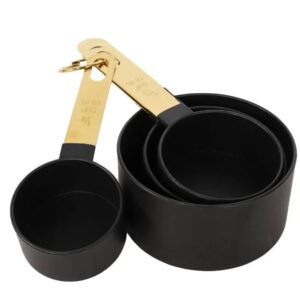 MRKT FINDS 4PCS Measuring cup set with golden steel handle (Black)