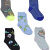 STAR WARS The Mandalorian Baby Yoda Novelty Crew Socks for Boys Multi Pack of 5, Grey, Medium