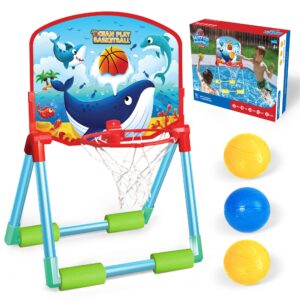 Floating Pool Basketball Hoop - Poolside Game with 3 Water Balls. Swimming Pool Games for Toddlers, Kids - Fun Outdoor Summer Toy