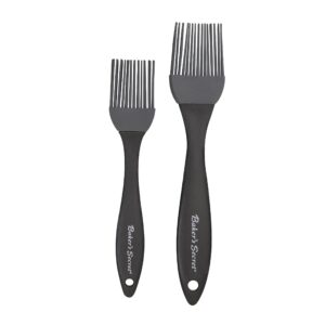 Baker's Secret - Set of 2 Silicone Brushes, for Pastry, Oil Baking, BBQ and Grilling, Dishwasher Safe, Baking Utensils Accessories - Black