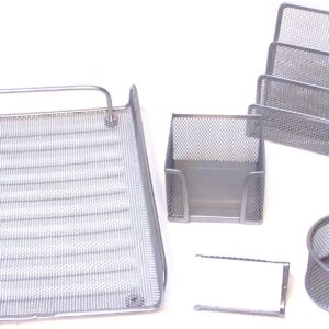 Majestic Goods Office Supply Mesh Desk Set, Silver 6 Piece (XQ763S)